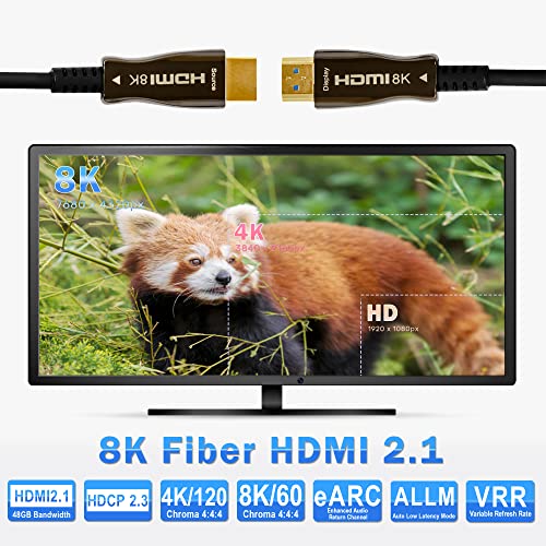 J-TECH דיגיטלי 8K HDMI 2.1 כבל סיבים 10M 32.8 רגל מהירות גבוהה Ultra 48 GBPS 4K @ 120Hz | 8K @